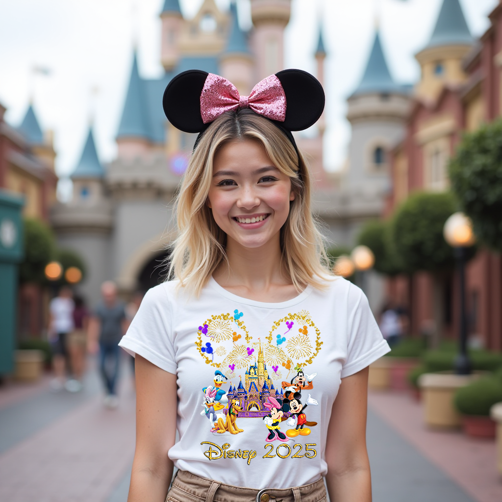  Disney family vacation shirt with gold glitter ears – perfect for magical moments