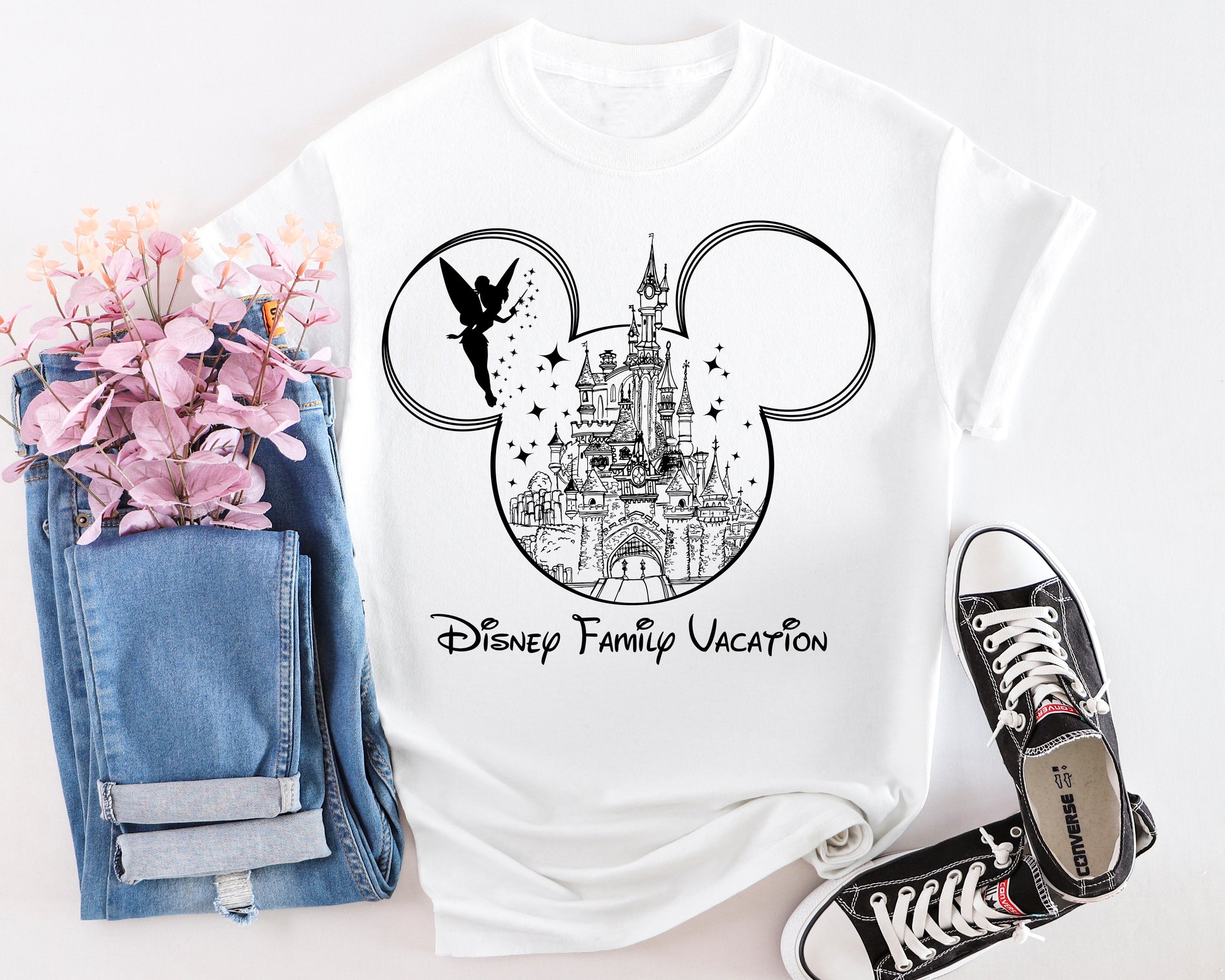 Disney inspired t-shirt featuring a castle design with Main Street aesthetic.