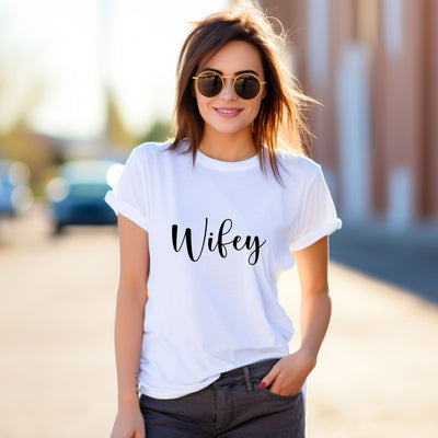Hubby and Wifey matching wedding t-shirts for newlyweds