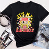Bright yellow Labubu birthday t-shirt with cheerful monster character and party design details.