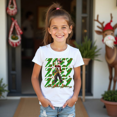 Christmas K-Pop 3D Art Demon Hunters Graphic Tee featuring Zoey, festive holiday fashion, streetwear style
